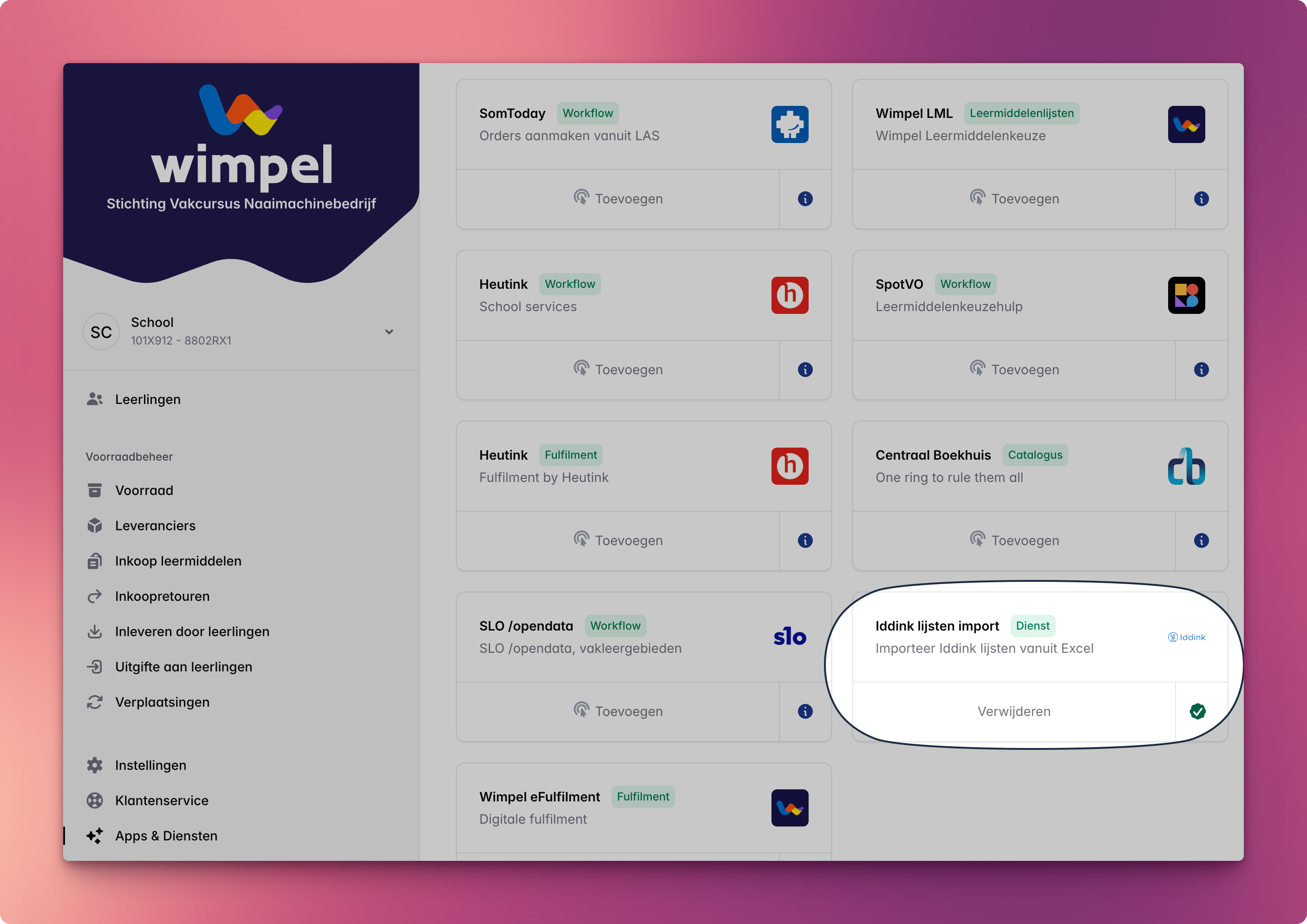 Lijst import applicatie Iddink lijsten import applicatie