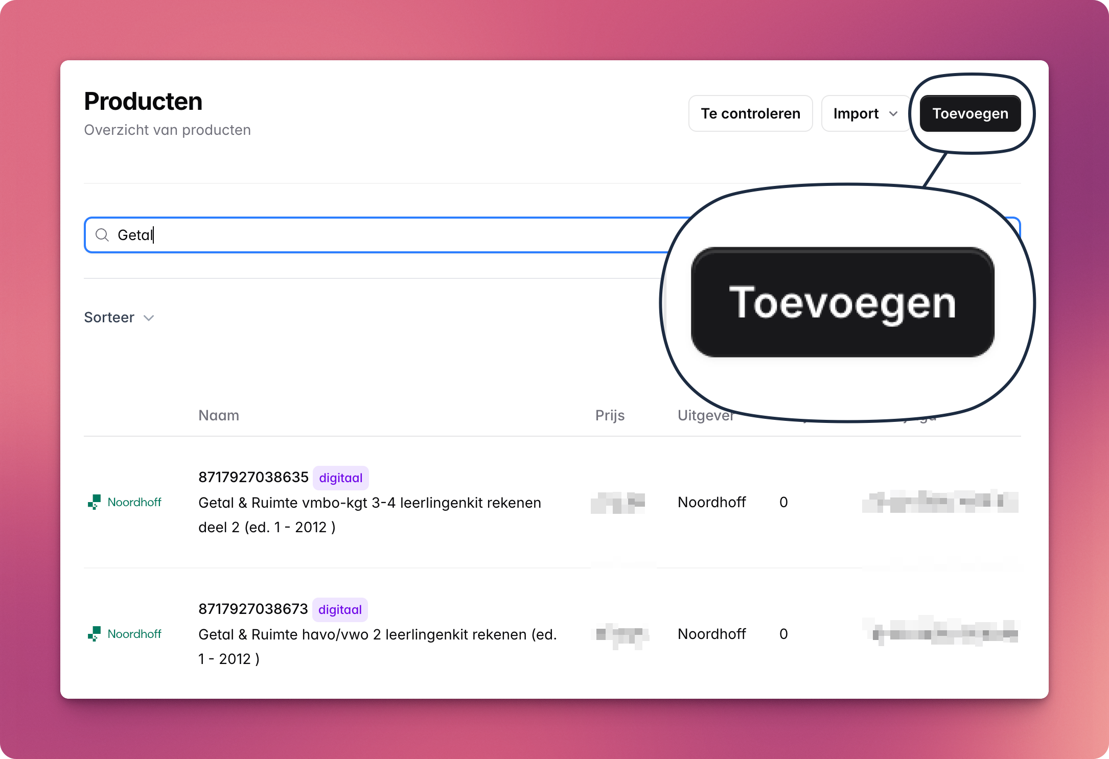 Producten Toevoegen Product Toevoegen